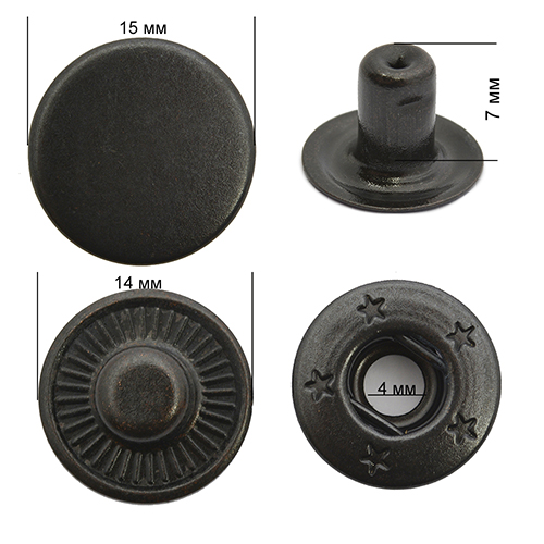 Кнопка пробивная Альфа 15 мм цв. чёрный 1 шт