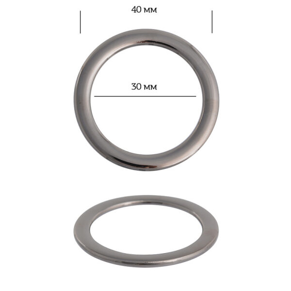 Кольцо металл TBY-2B1073 40 мм (внутр. 30мм) цв. т. никель 1 шт