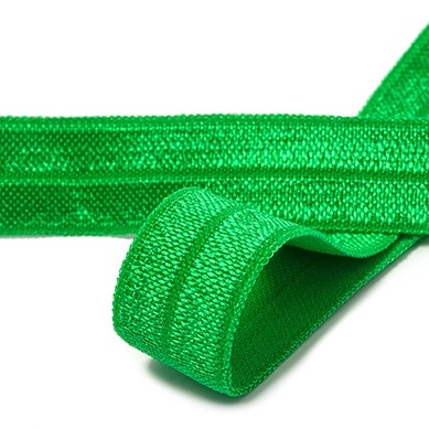 Резинка окантовочная ( бейка трикотаж ) 15 мм блестящая цв. 002 зелёный 1 м