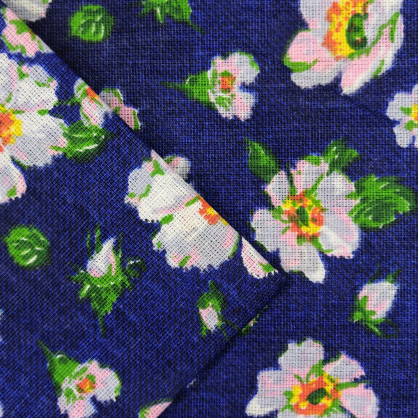 Ткань для творчества принт 11681/1 цветы 100% хлопок цв. синий упак. 50*50 см