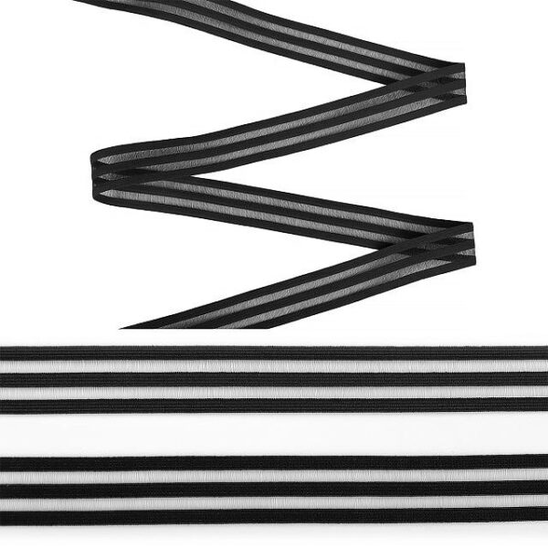 Эластичная декоративная лента DT-13 12 мм цв. чёрный (резинка для белья) 1 м