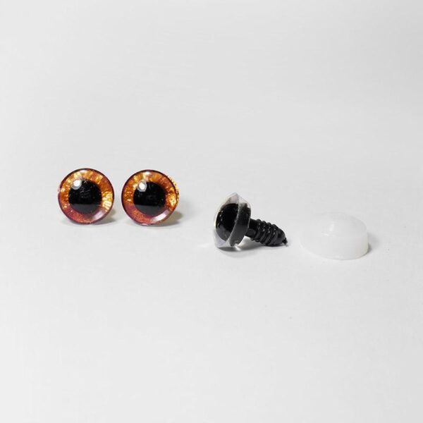Глазки с искоркой 20 мм цв. оранжевый  упак.1 пара