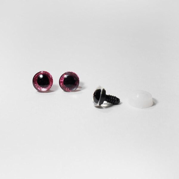 Глазки с искоркой 12мм цв. розовый (А1) упак.1 пара