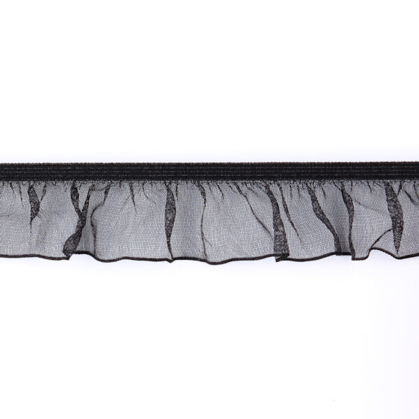 Декоративная резинка Torioni  GET-012 15 мм цв. 039 чёрный (рюш односторонний) 1 м