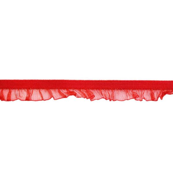 Декоративная резинка Torioni  GET-012 15 мм цв. 026 красный (рюш односторонний) 1 м
