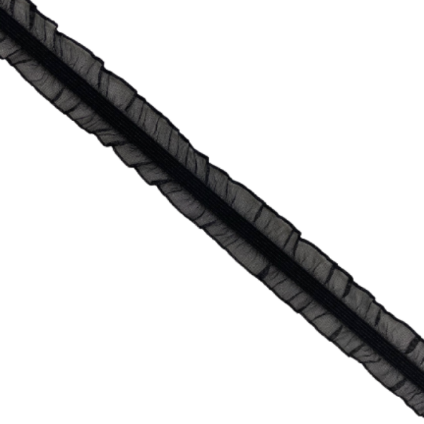Декоративная резинка BLITZ DT-07 18 мм цв. чёрный (рюш двусторонний) 1 м