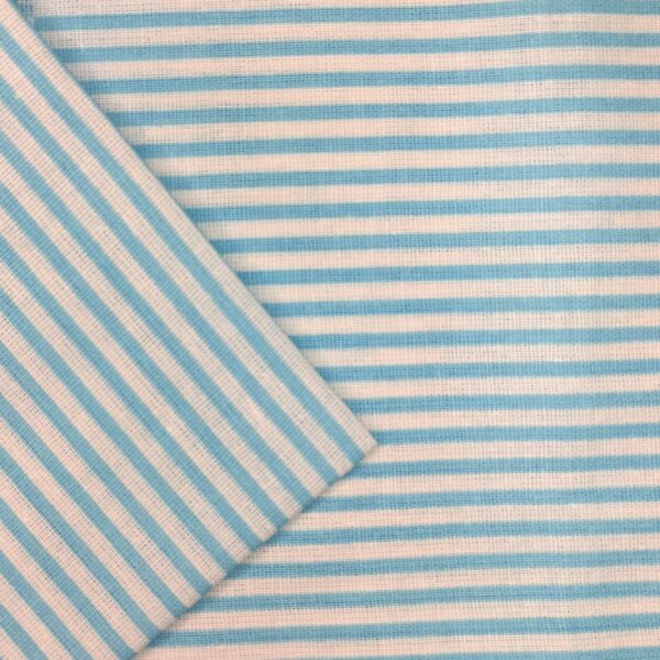 Ткань для творчества полоска 100% хлопок цв. бирюзово-голубой / белый упак. 50*50 см