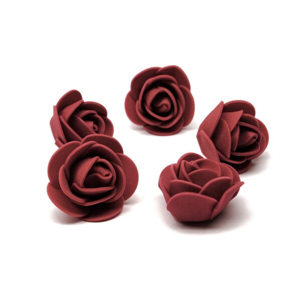 Розы фоамиран 3 см цв. бордовый упак. 5 шт