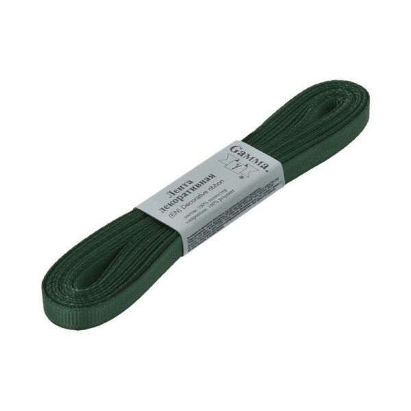 Лента репсовая 6 мм цв. 011 т. зелёный ФАСОВКА 5,4 м
