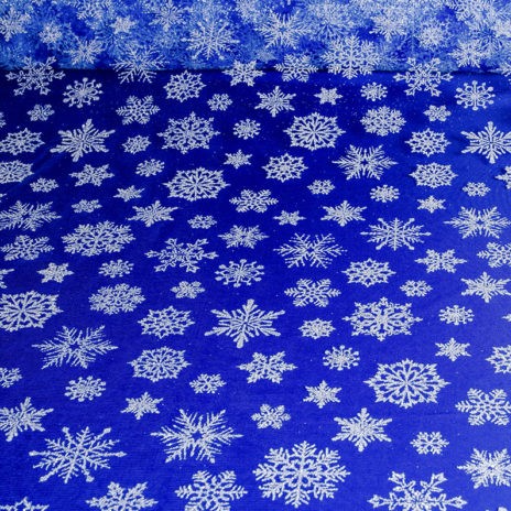 Ткань для творчества принт снежинки 100% хлопок цв. синий упак. 50*50 см