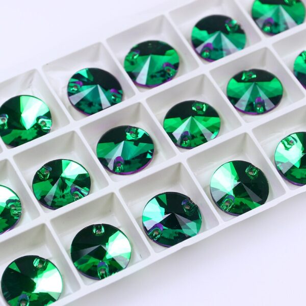Стразы стеклянные пришивные d 12 мм цв. зелёный упак. 10 шт