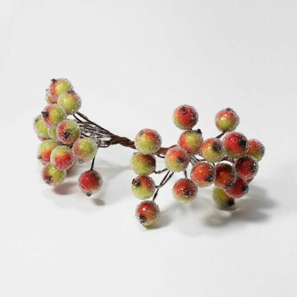 Букет Ягоды в сахаре цв. красно-зелёный 7 см 20 веток 40 ягод