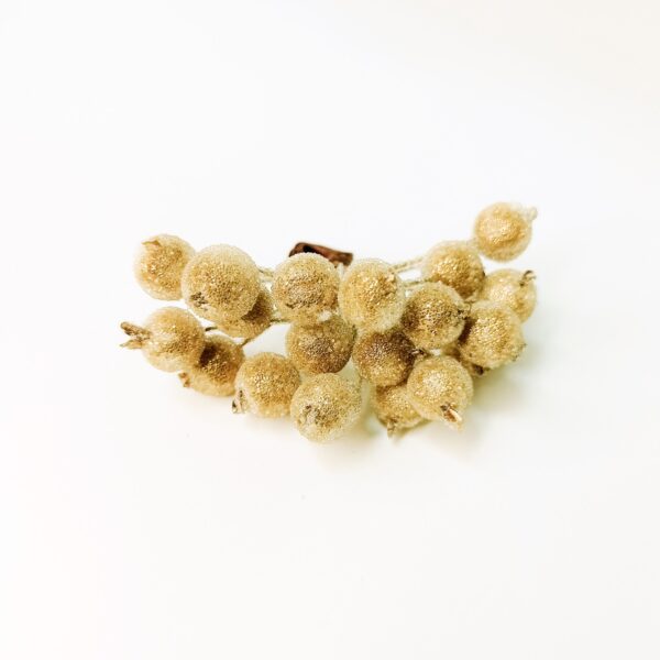Букет Ягоды в сахаре цв. золото 7 см ветка 20 ягод