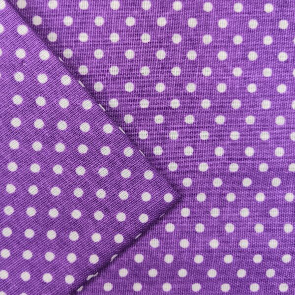Ткань для творчества горох 100% хлопок цв. фиолетовый / белый упак. 50*50 см