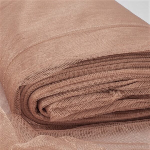 Ткань Сетка фатин мягкий 100% пэ шир. 150 см цв. кофейный 1 м