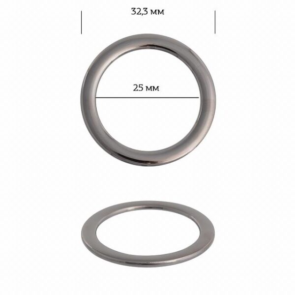 Кольцо металл TBY-2A1065 32,3мм (внутр. 25мм) цв. т. никель 1 шт