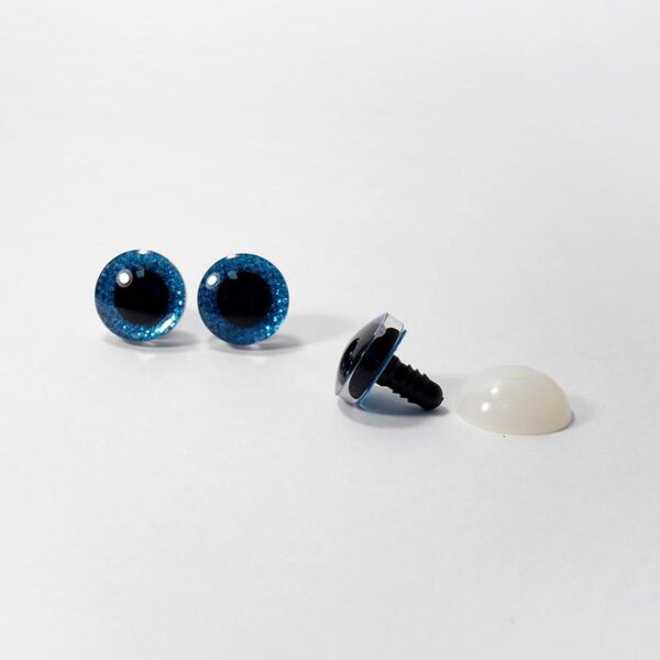 Глазки с искоркой 16 мм цв. голубой  упак. 1 пара