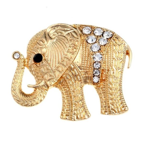 Брошь Слон индийский, белый в золоте 0.3см х 3,5см х 4см 102681